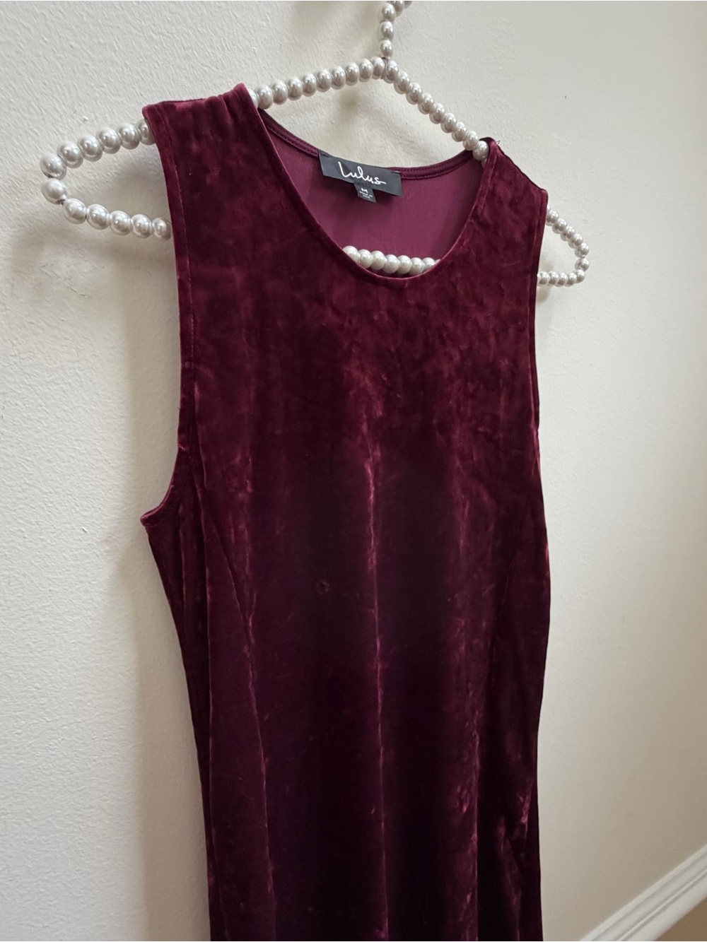 Lulu's Love & Memories Burgundy Velvet Maxi Dress Side Slit NWT - Picture 8 of 10
